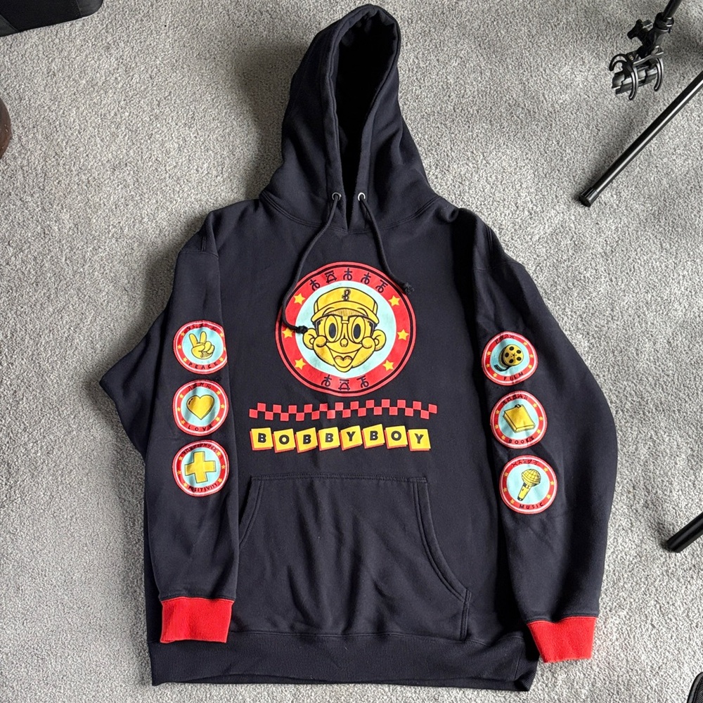 BobbyBoy Black and Red Graphic Hoodie